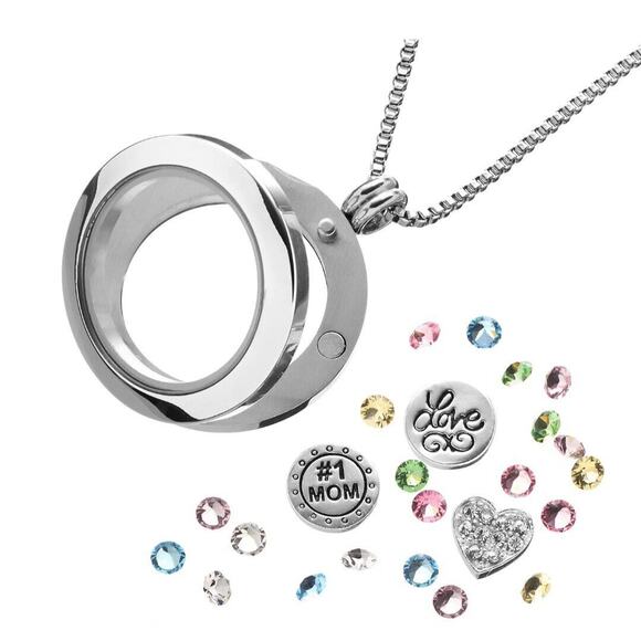 Floating Locket Silver Round Pendant With 18" Chain - Picture 3 of 7